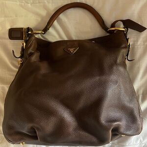 Prada Authentic Bag Habo Sac Brown Cervo Large  Bag ID card Included.